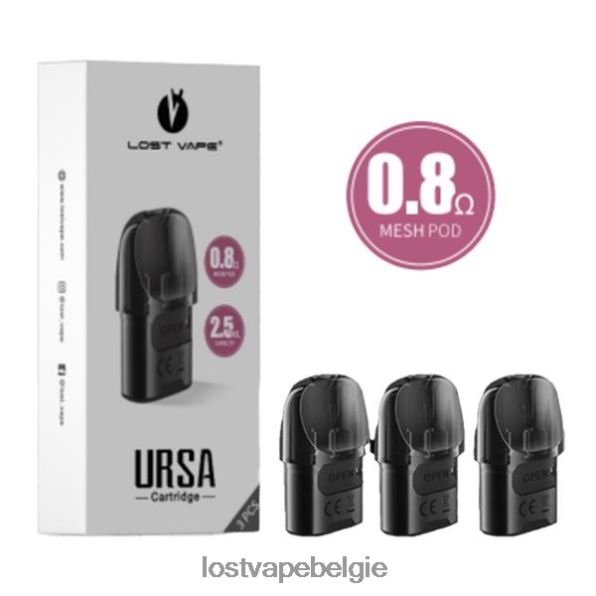 Lost Vape URSA vervangende peulen | 2,5 ml (3-pack) zwart 0,8ohm T44F2T123 - Lost Vape Wholesale